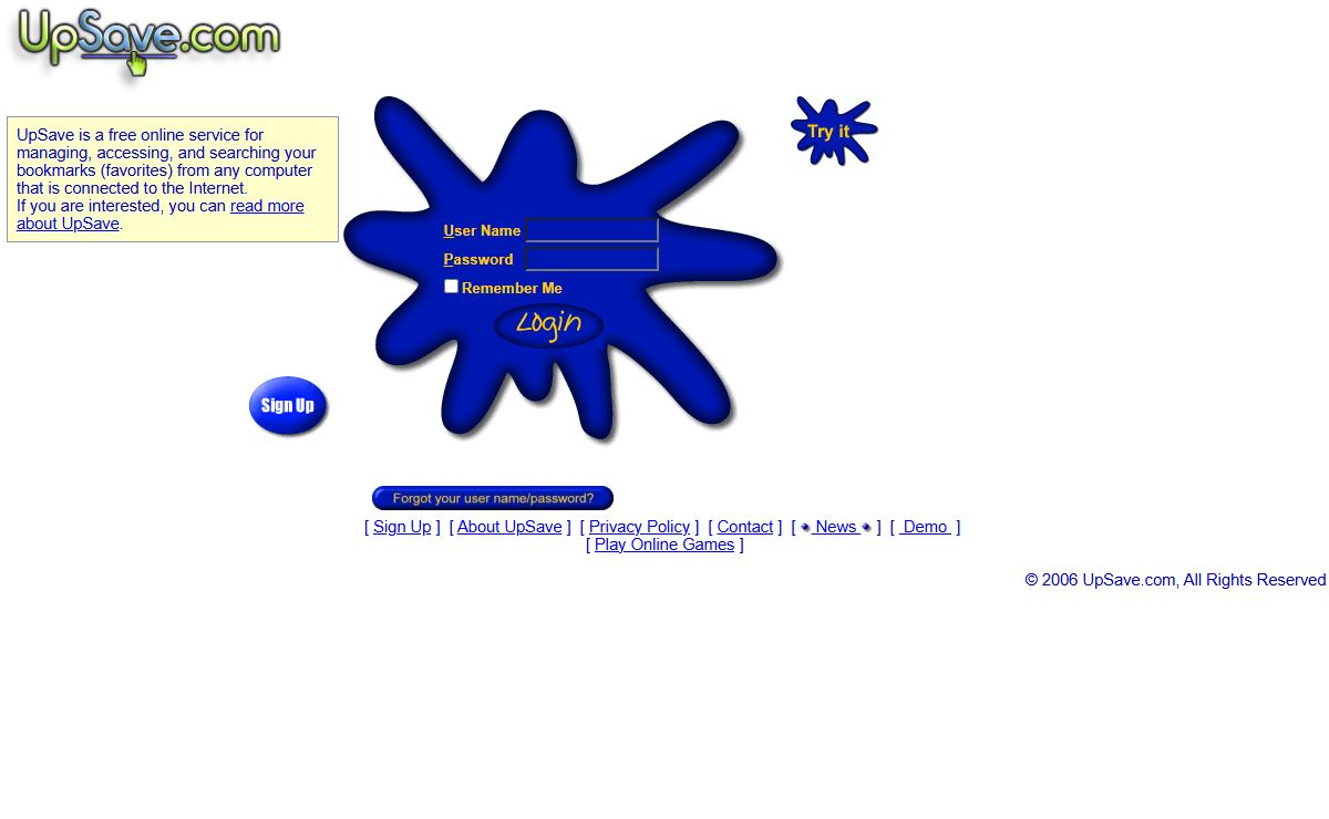 UpSave.com - Access and search your bookmarks from any computer in the world!