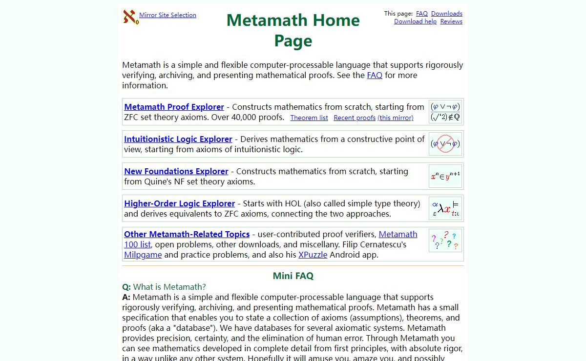 Home Page - Metamath