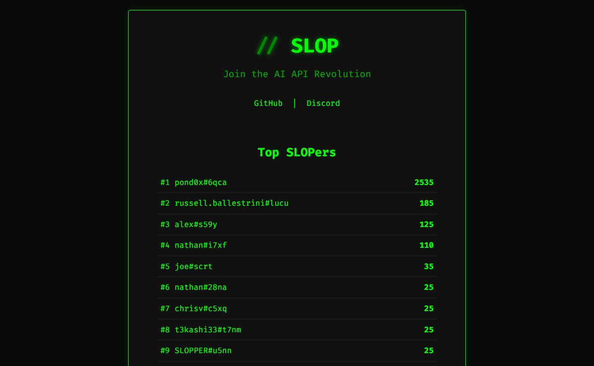 SLOP - Join the Revolution