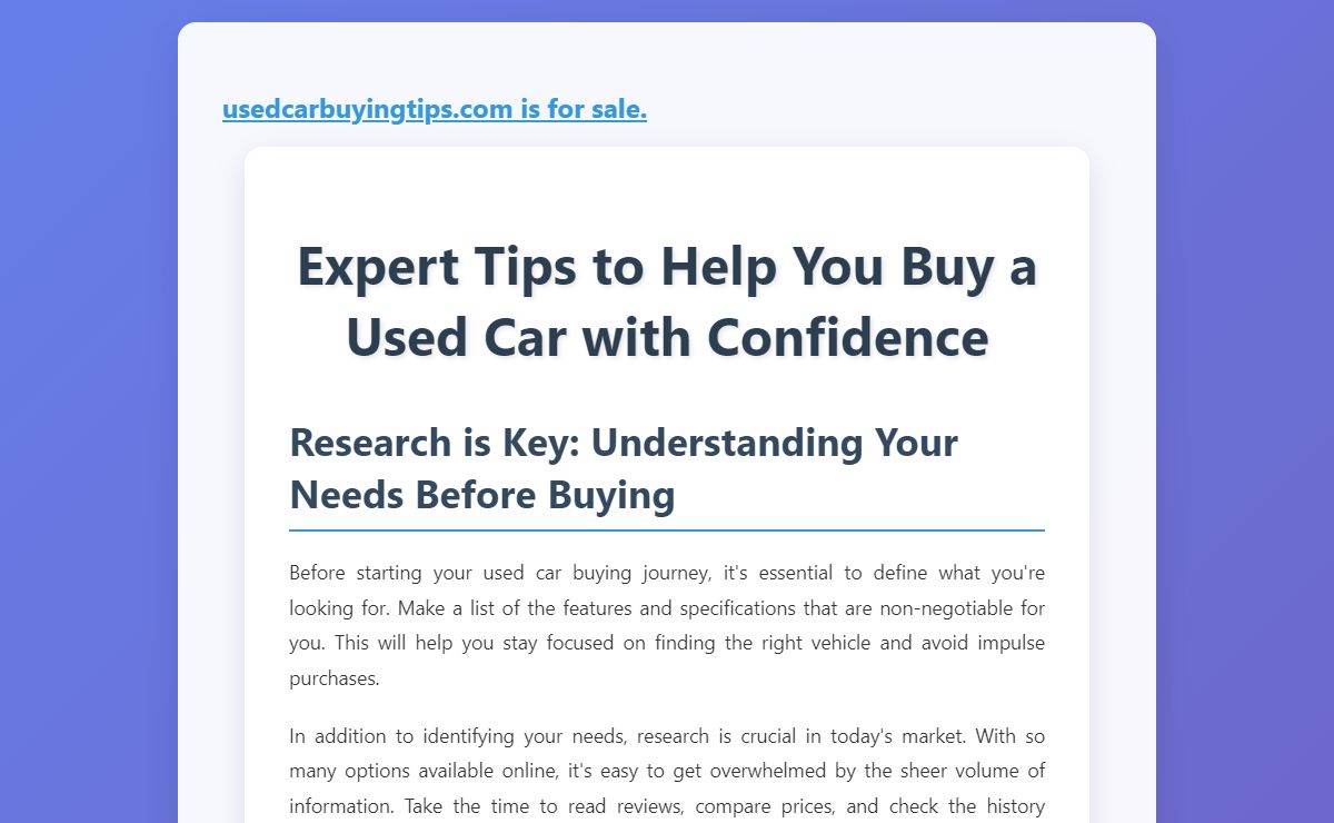 Expert Tips to Help You Buy a Used Car with Confidence