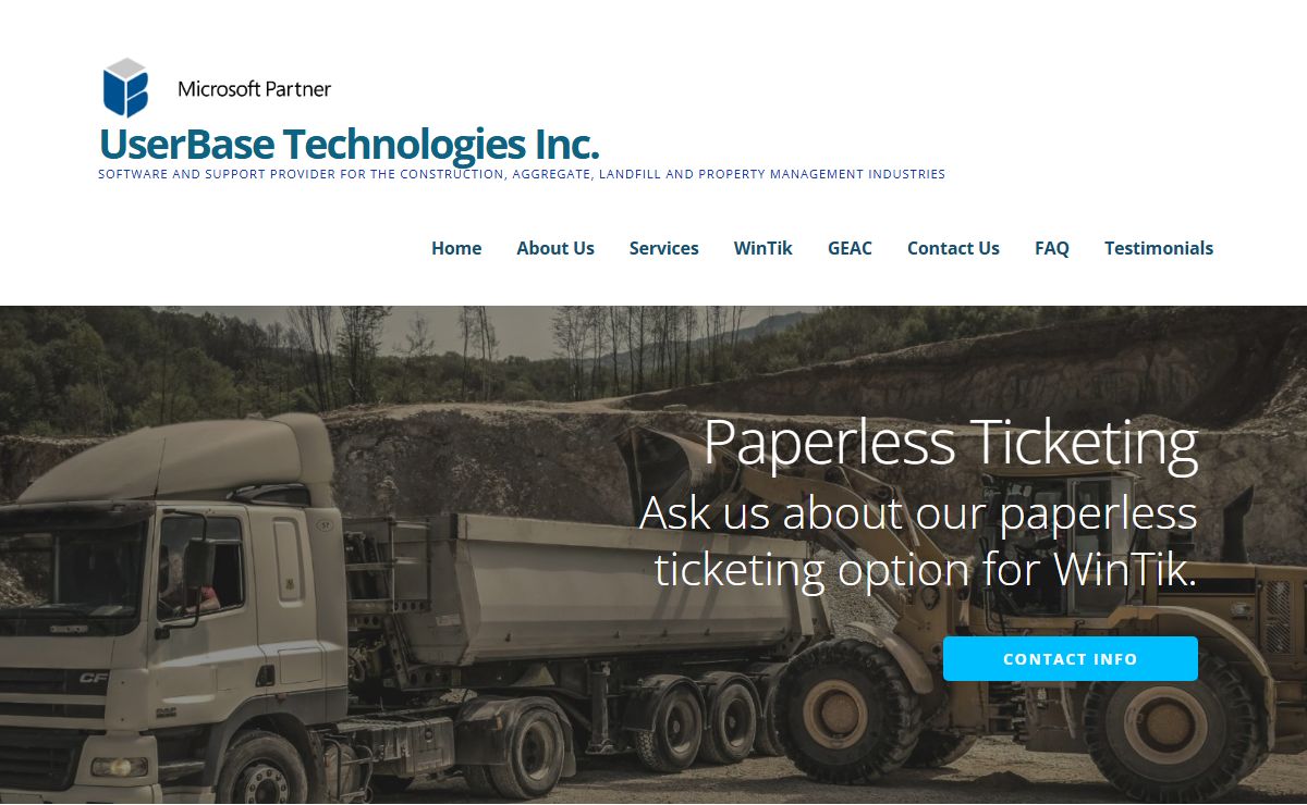 UserBase Technologies Inc. – Software and Support Provider for the Construction, aggregate, landfill and property management industries