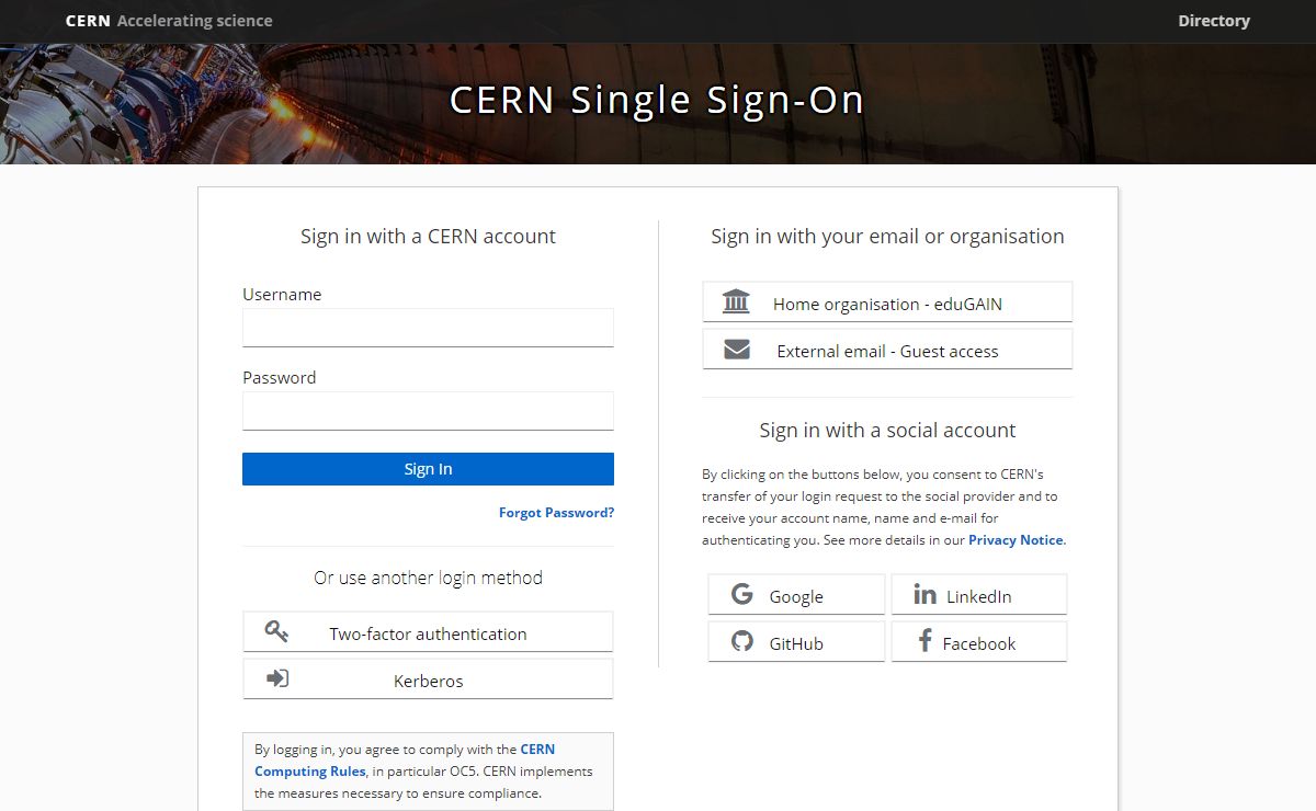 Sign in to CERN