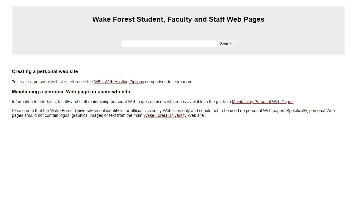 Wake Forest Student, Faculty and Staff Web Pages