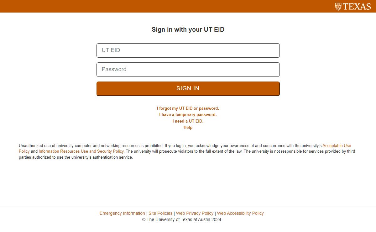 Sign in with your UT EID