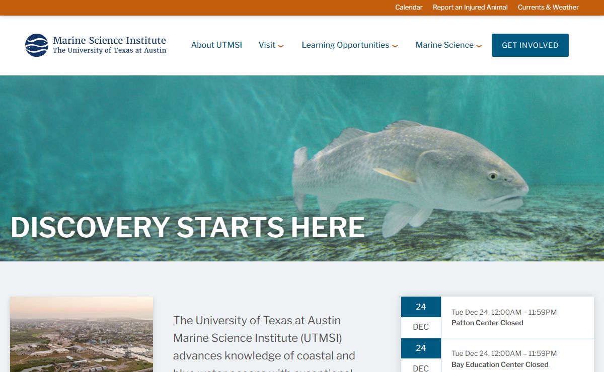 Discovery Starts Here - Marine Science Institute. The University of Texas at Austin.