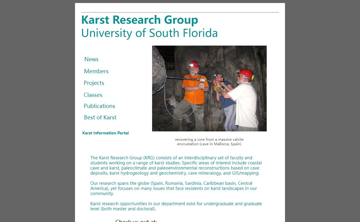 Karst Research Group University of South Florida