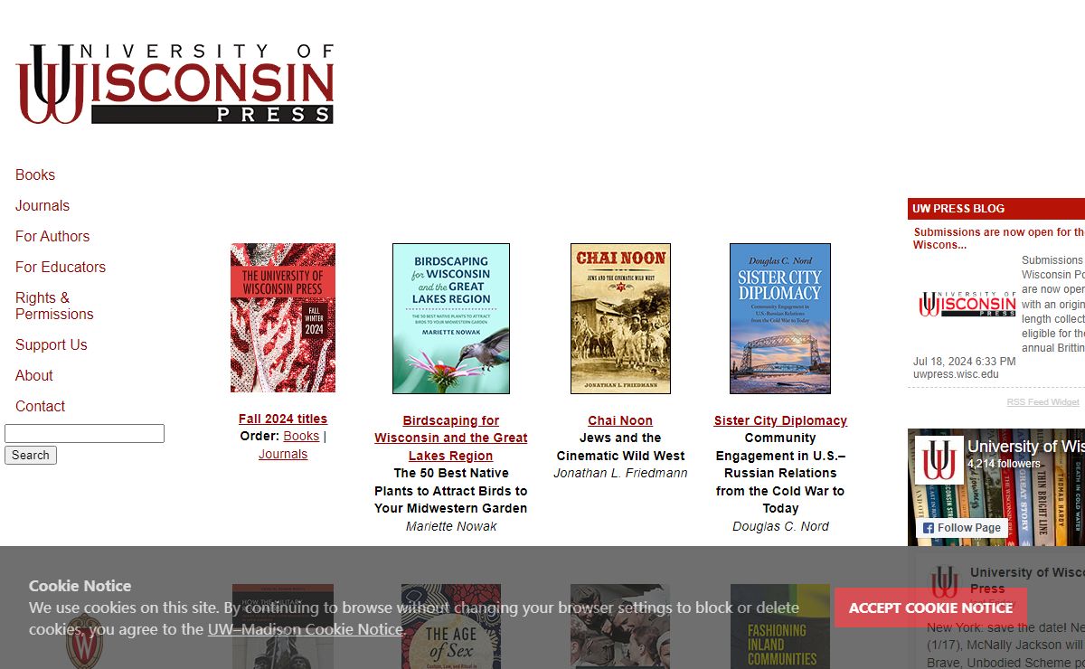 UW Press Books home page