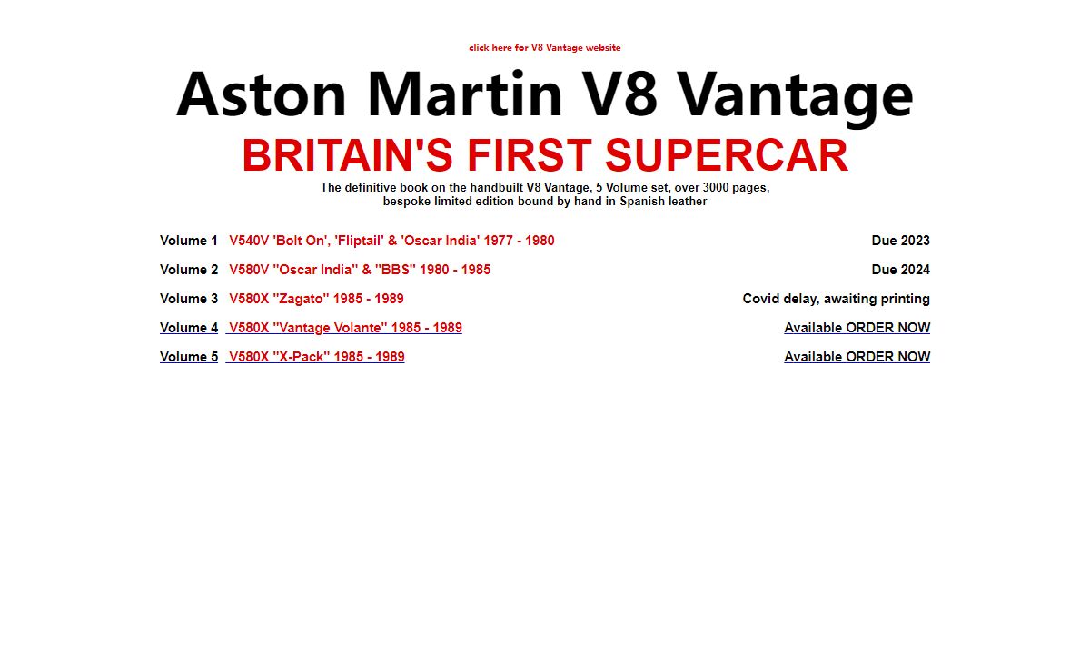 V8 Vantage Book