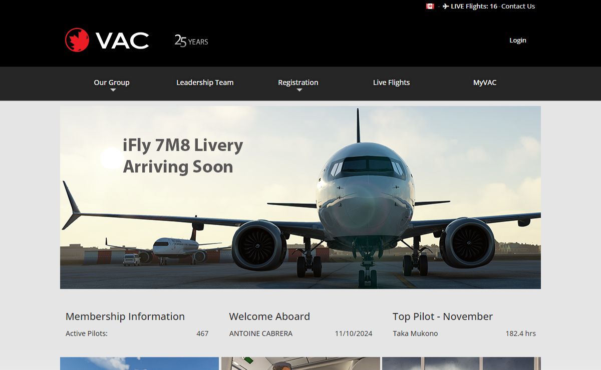 VAC - Canada's Largest Virtual Airline since 1998.