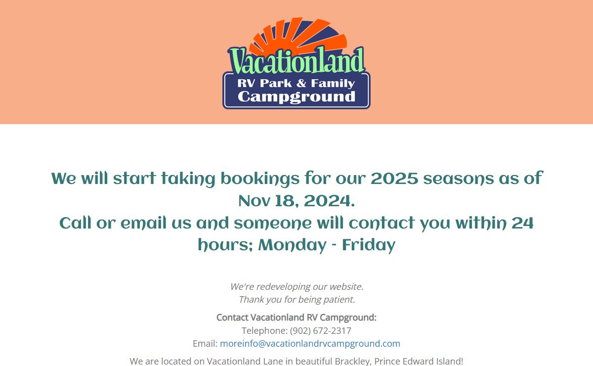 Vacationland RV Campground – Prince Edward Island