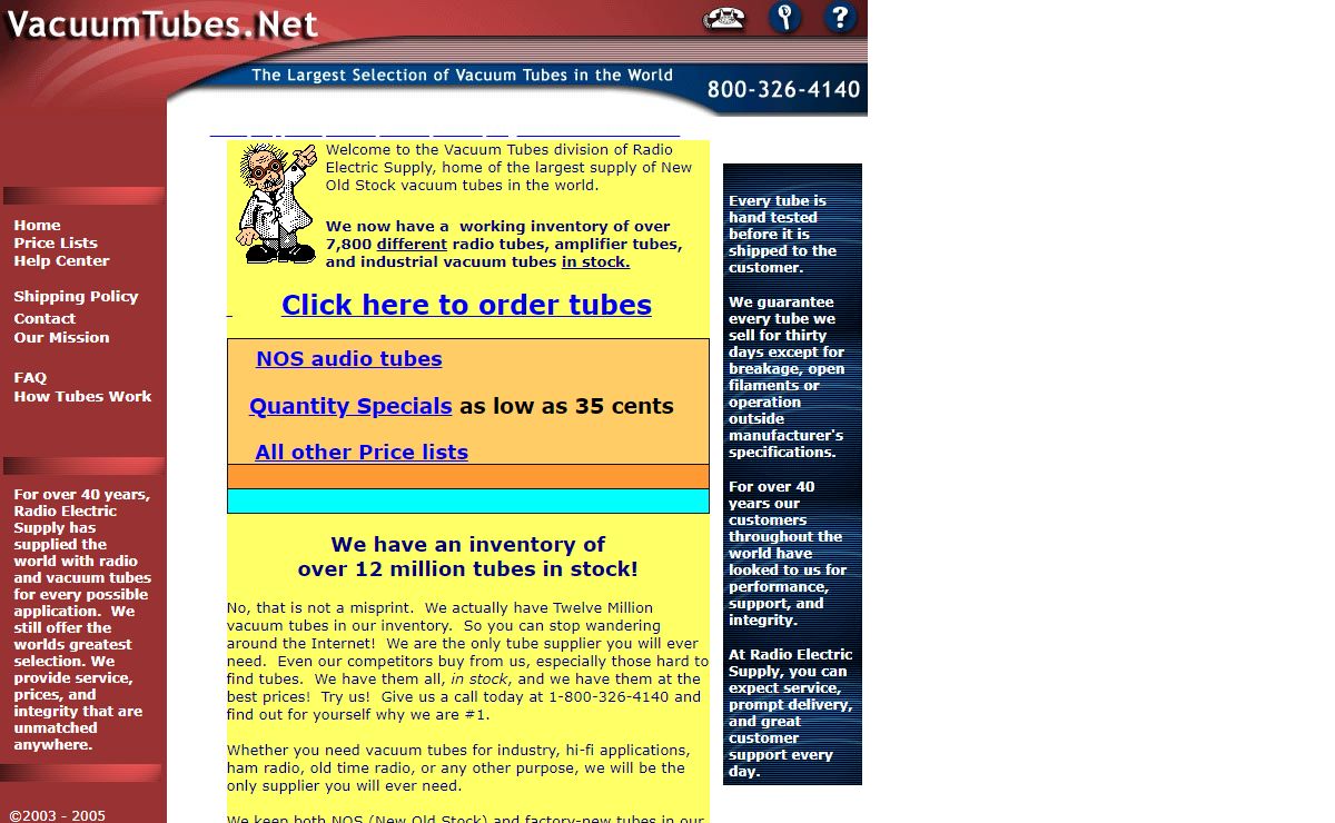 Vacuum Tubes Radio Tubes - 5,000 different tubes in stock - Over 10 million tubes!
