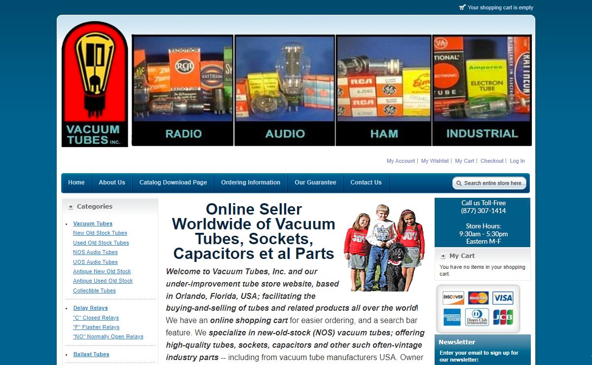 Selling vacuum tubes, sockets, capacitors, etc. worldwide