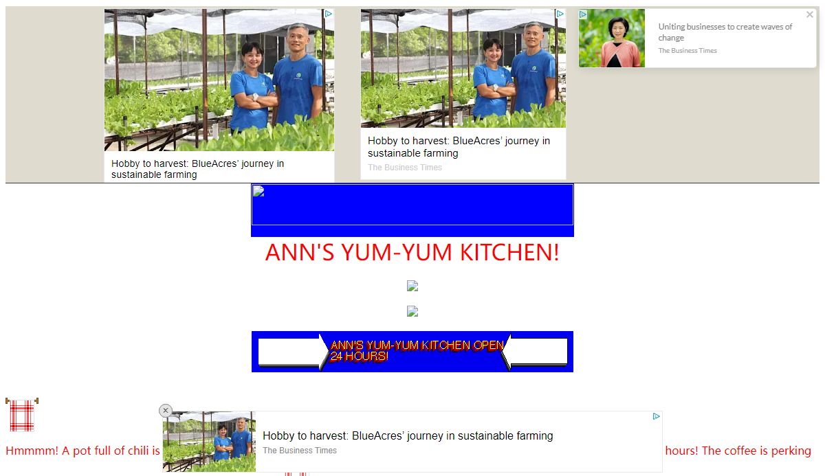 ANN'S KITCHEN IS OPEN 24 HOURS A DAY!