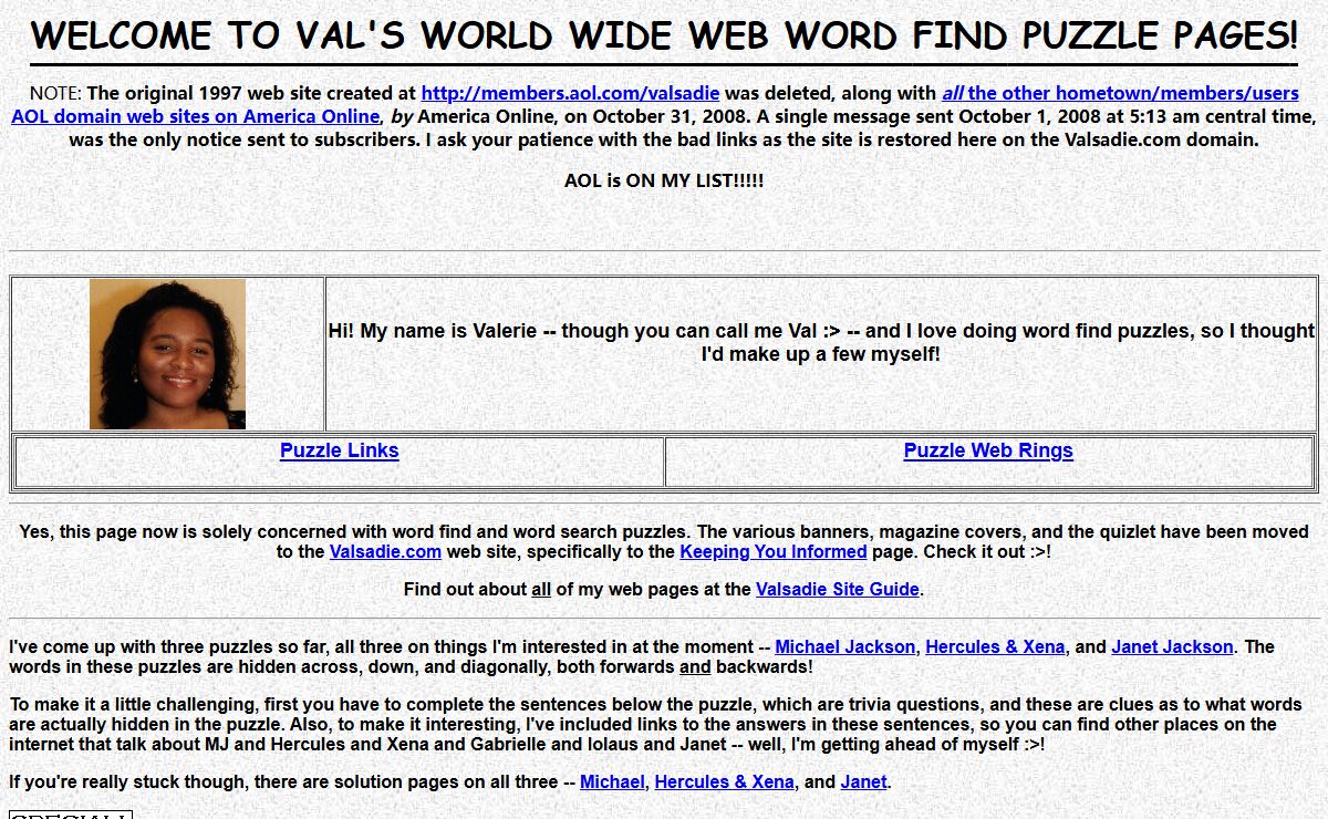 Val's World Wide Web Word Find Puzzle Pages!