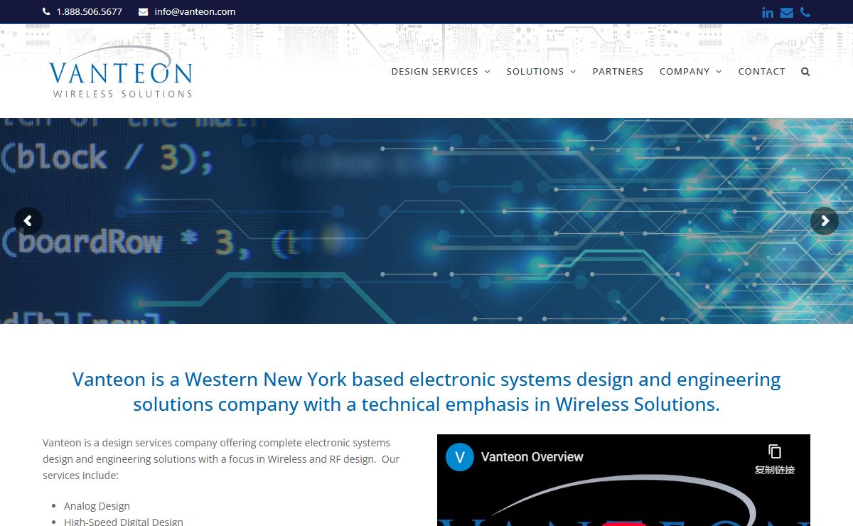 Vanteon Wireless Solutions and Hardware Design Services