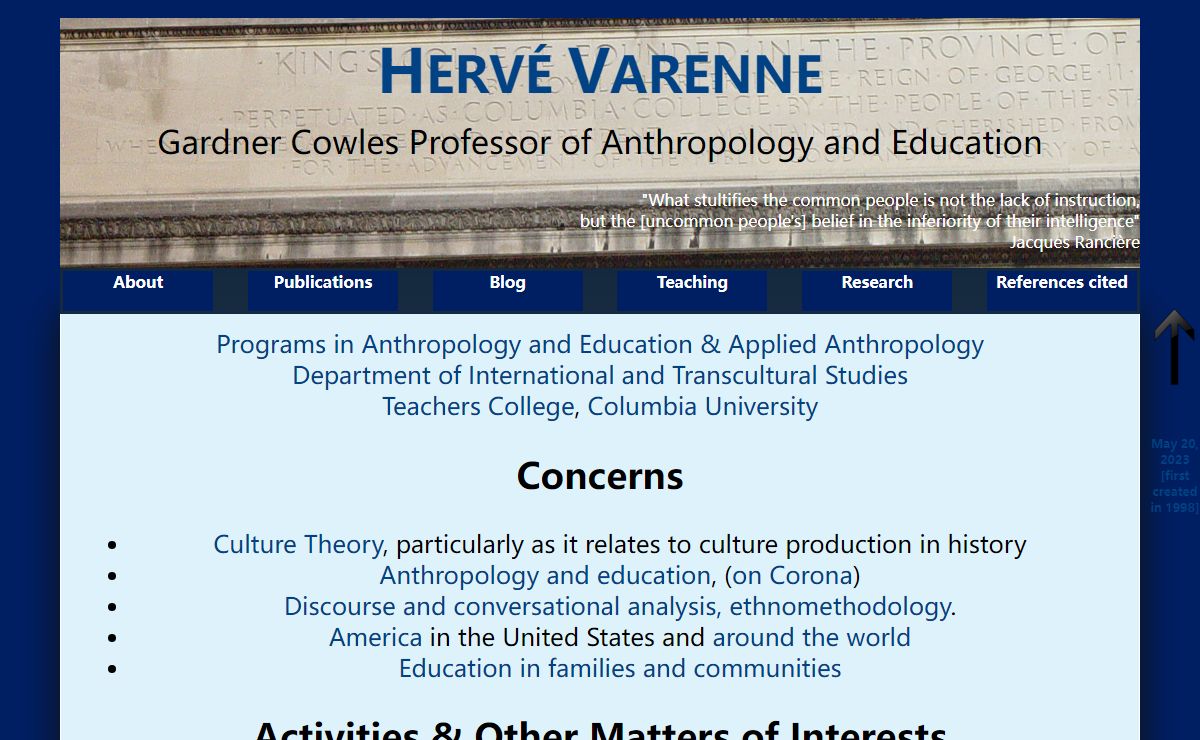 Hervé Varenne: First page