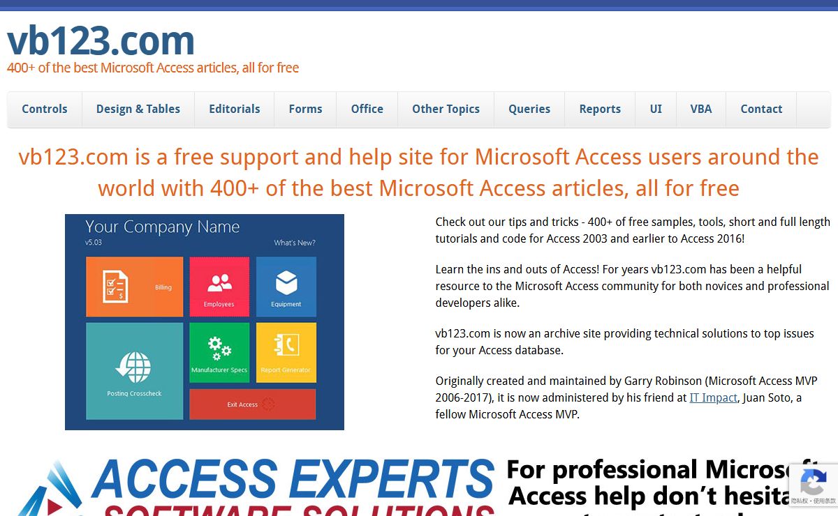 vb123.com - 400+ of the best Microsoft Access articles, all for free