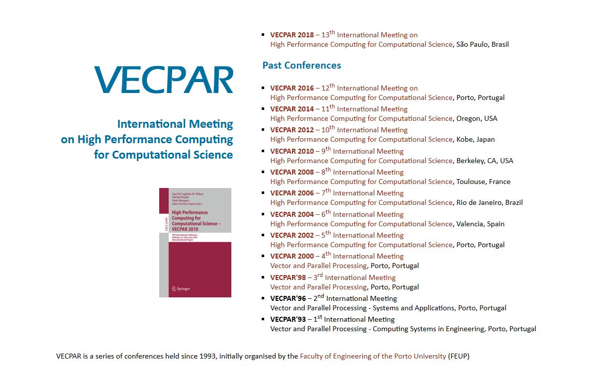 VECPAR - International Meeting on High Performance Computing for Computational Science