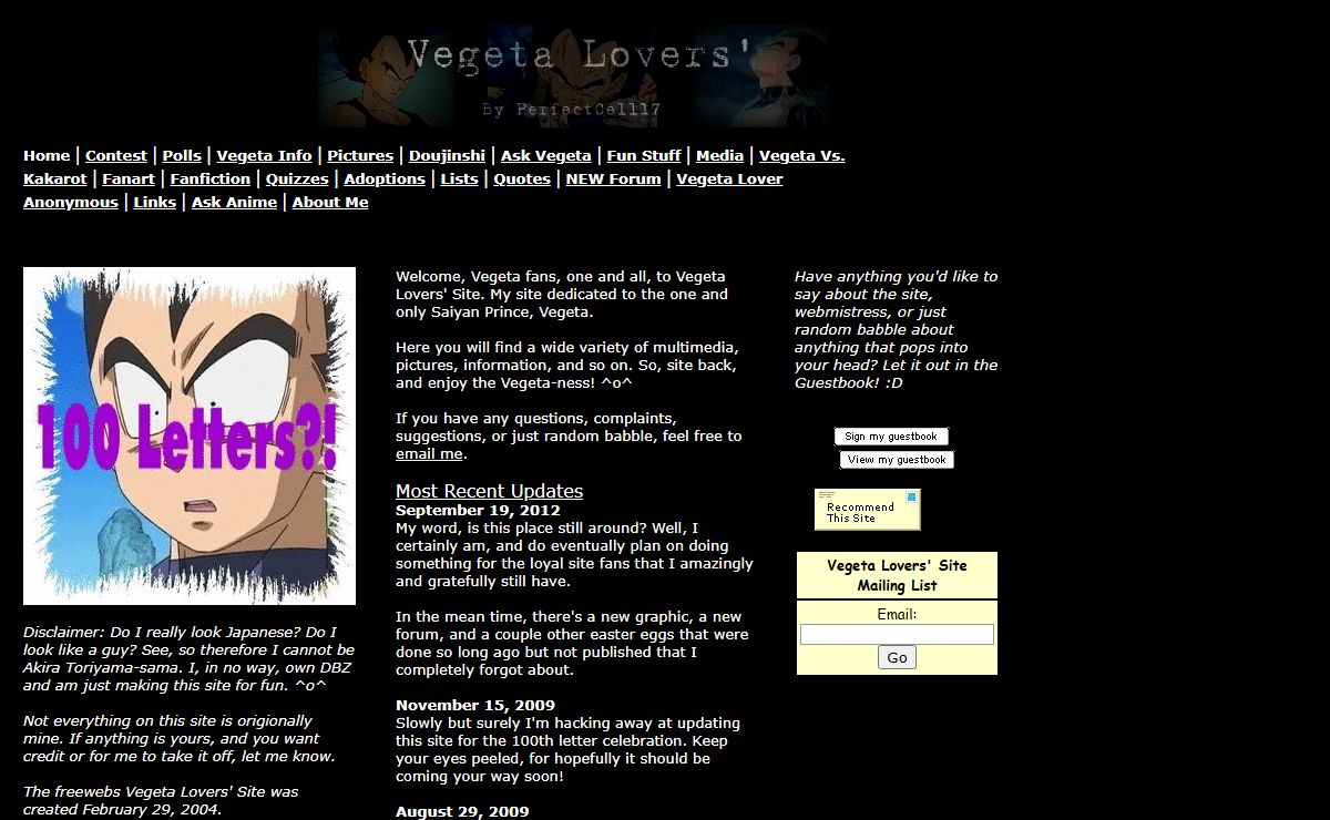 Vegeta Lovers' Site -- Remastered