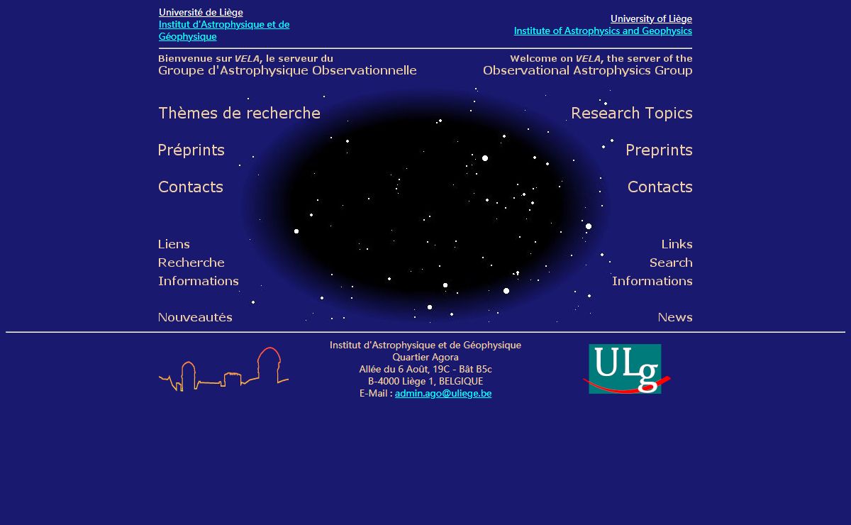 Page d'Accueil VELA Welcome Page