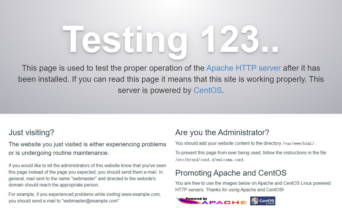 Apache HTTP Server Test Page powered by CentOS