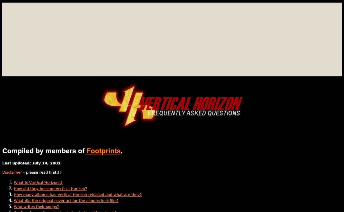 Vertical Horizon FAQs