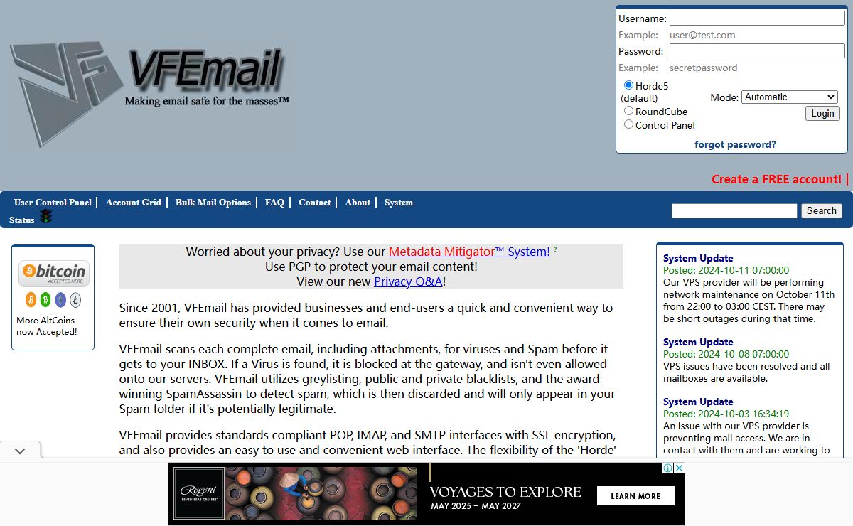 VFEmail ™ - Quality Email Hosting (IMAP, Webmail, POP, SMTP) For Everyone