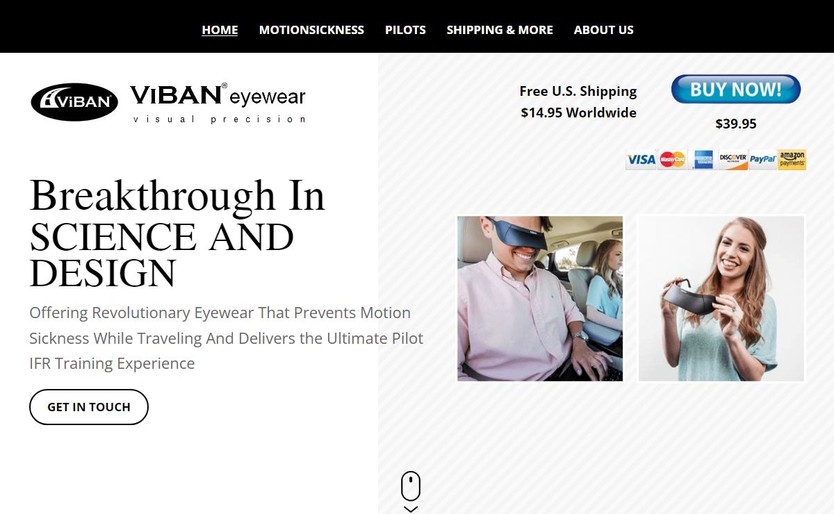 ViBAN eyewear | prevents car motion sickness | IFR hood / view limiting device