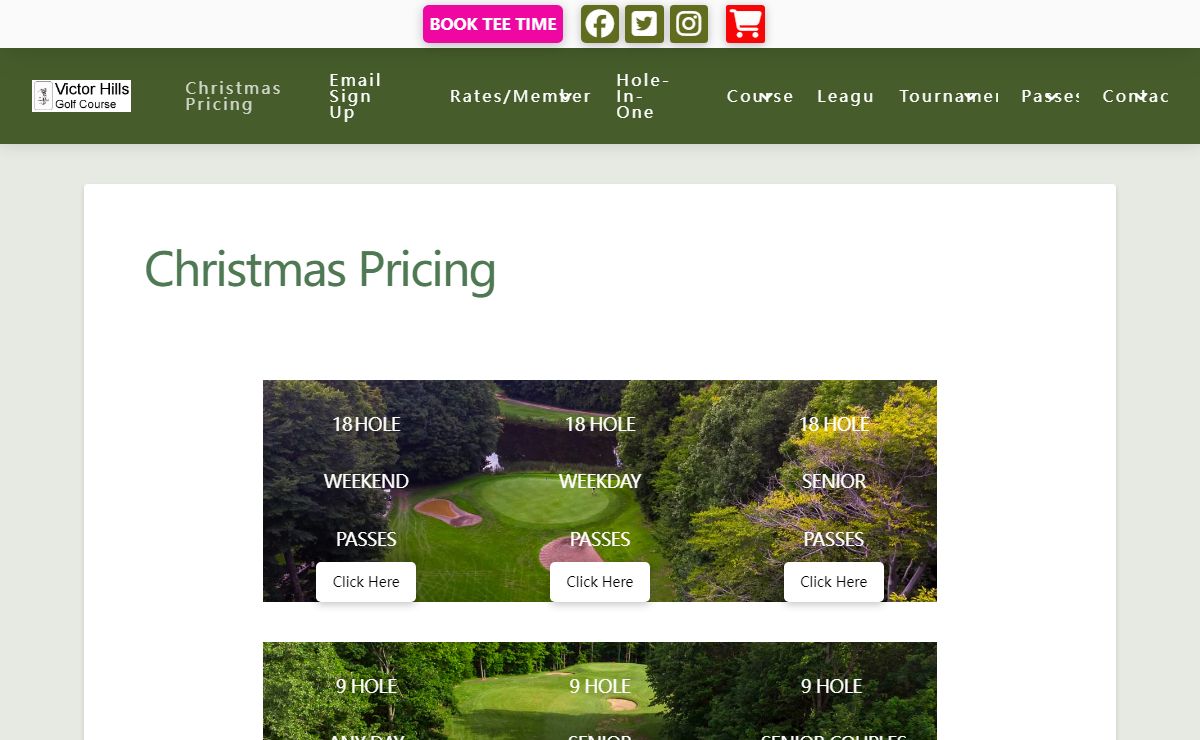 Christmas Pricing - Victor Hills Golf Course