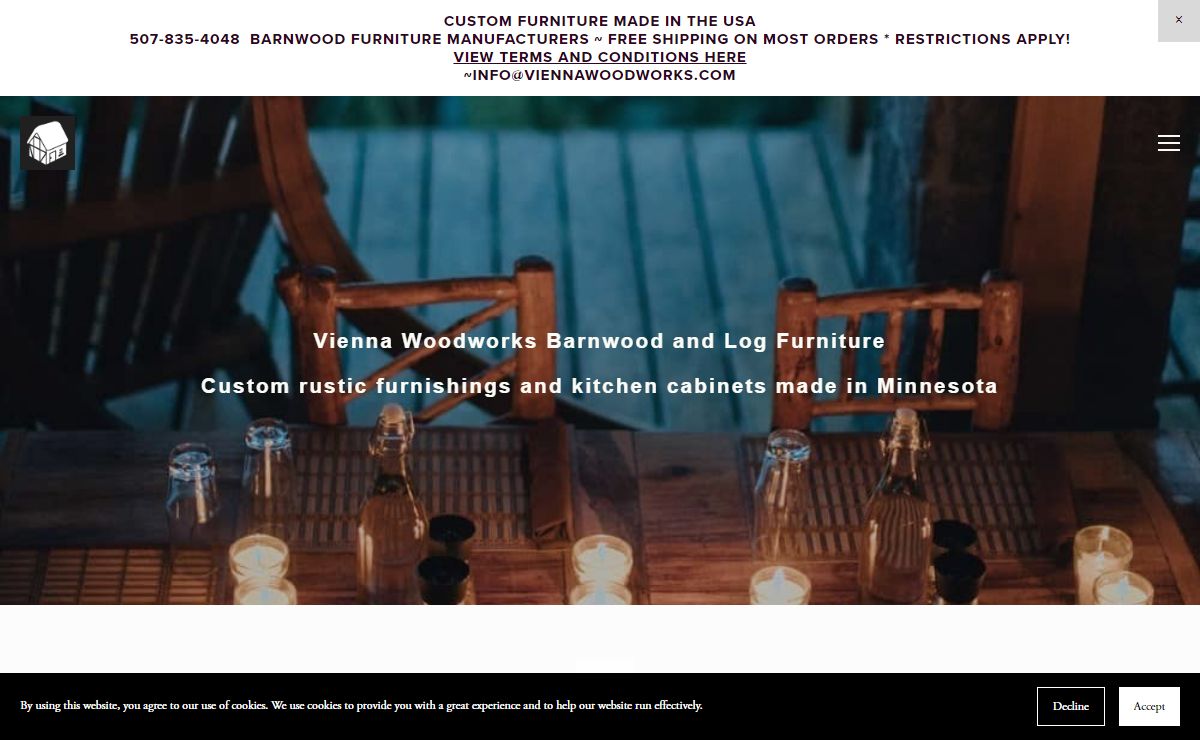 Vienna Woodworks - Rustic Barnwood and Log Furniture
