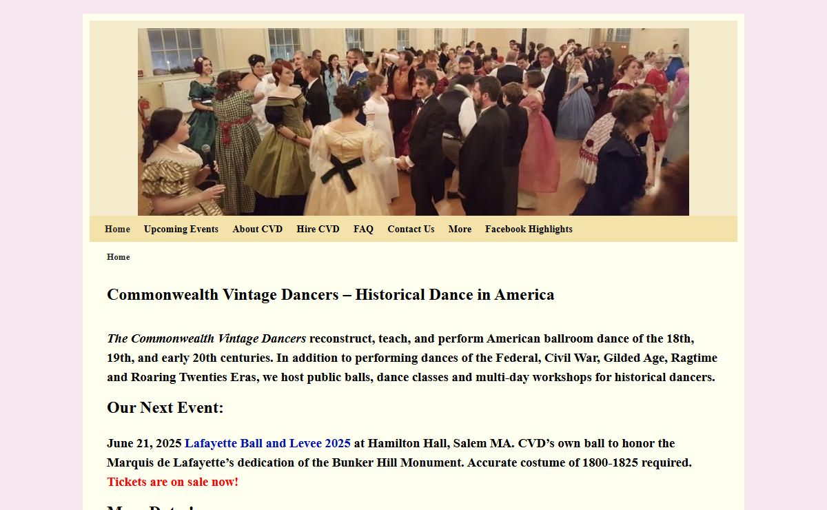 Commonwealth Vintage Dancers - Historical Dance in America -