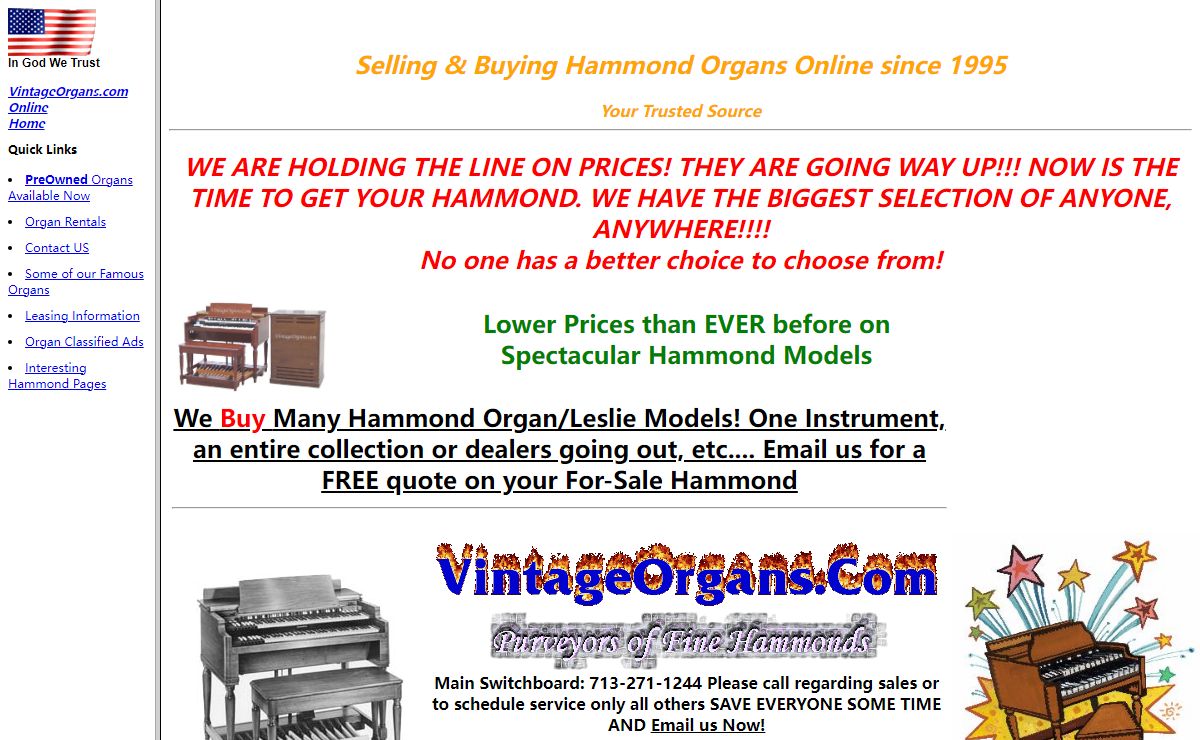 Vintage Organs Online - Buyers/Sellers of Vintage Hammond Organs - B3, C3, A-100, RT-3, D-152, etc