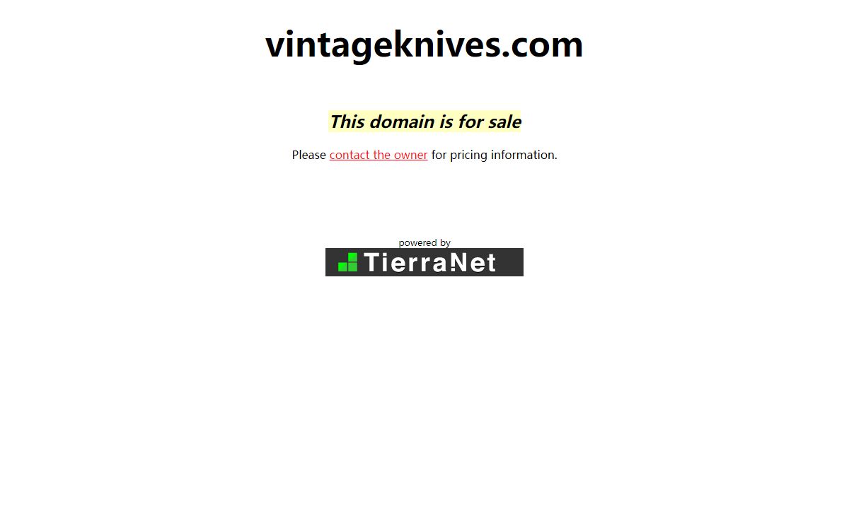 Domain For Sale: vintageknives.com