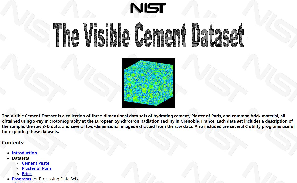 The Visible Cement Dataset Homepage