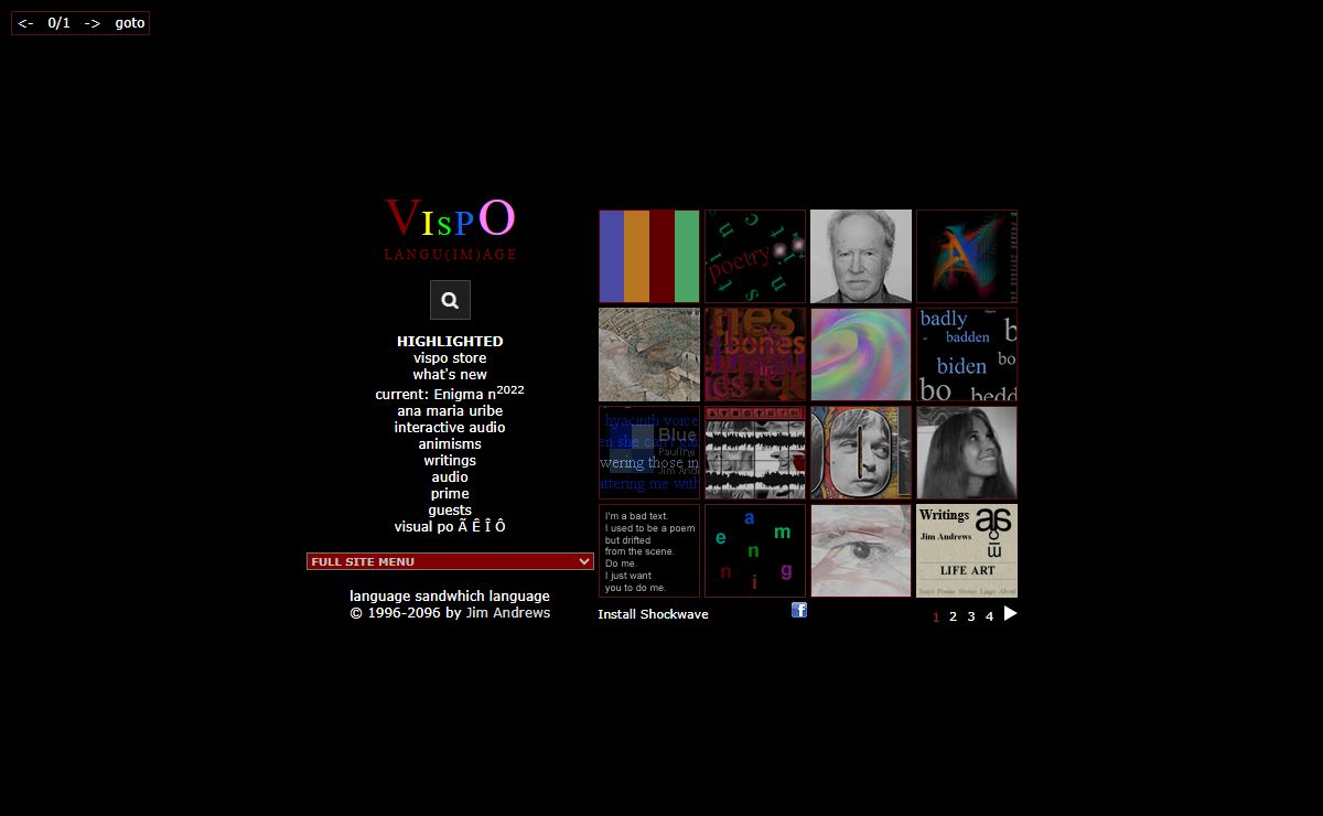Vispo ~ Langu(im)age: interactive, visual, and sound poetry by Jim Andrews