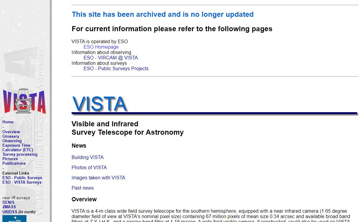 VISTA - Visible and Infrared Survey Telescope for Astronomy