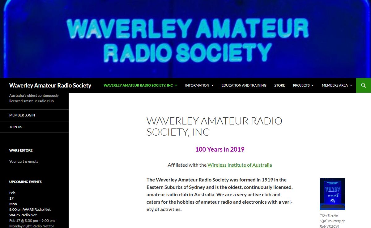 Waverley Amateur Radio Society | Australia's oldest continuously licenced amateur radio club