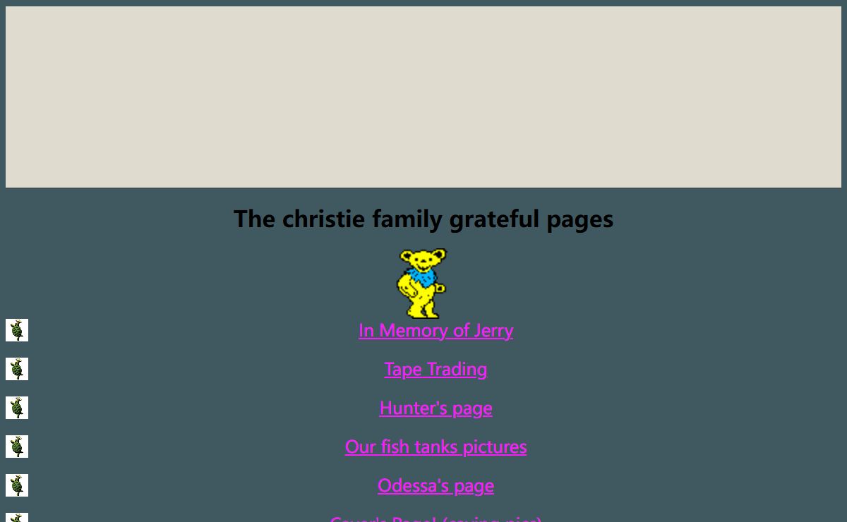 The Christie Family Grateful pages.