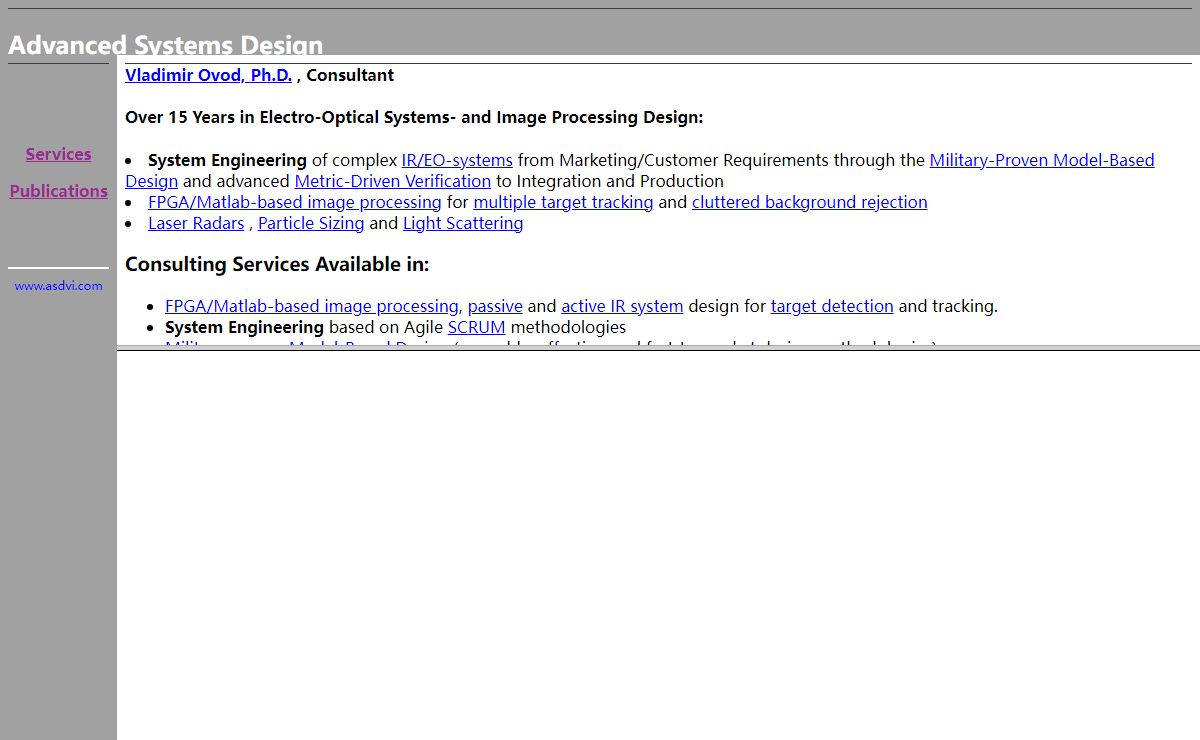 Consultant in Electro-Optical Systems Design