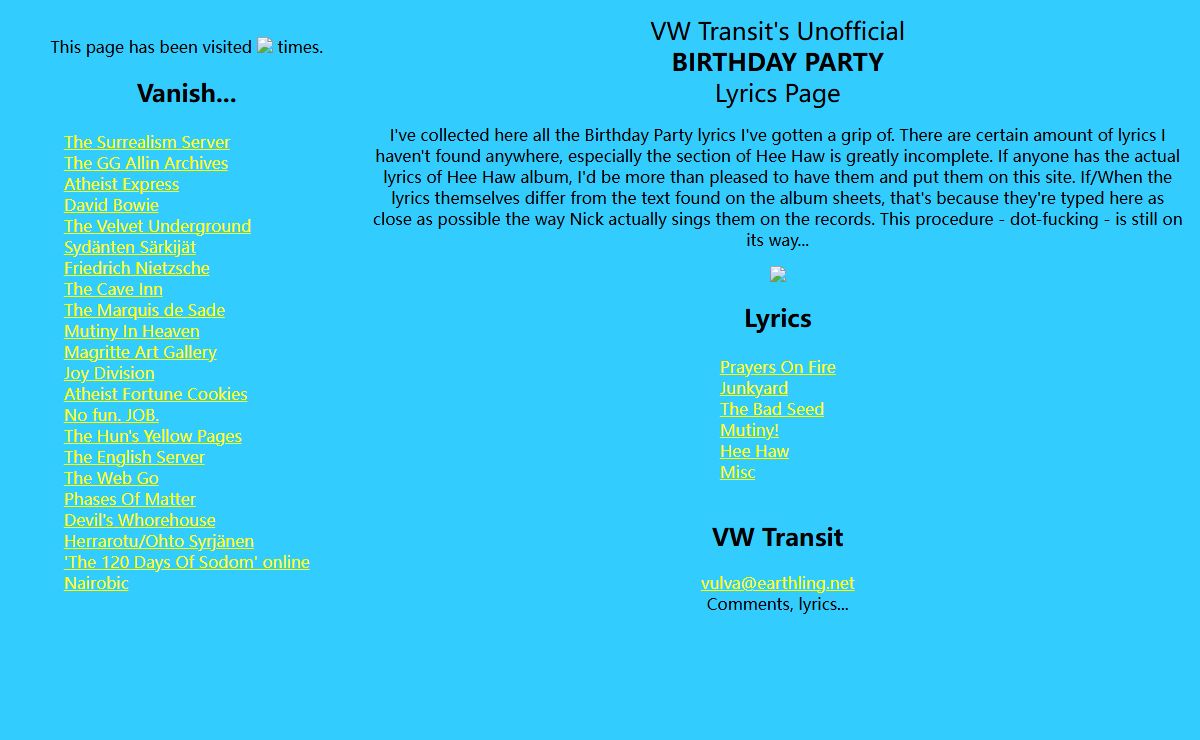 VW Transit's Unofficial Birthday Party Lyrics Page