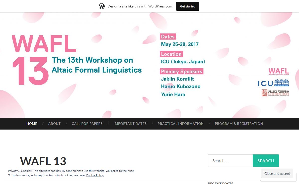 WAFL 13 | The 13th Workshop on Altaic Formal Linguistics