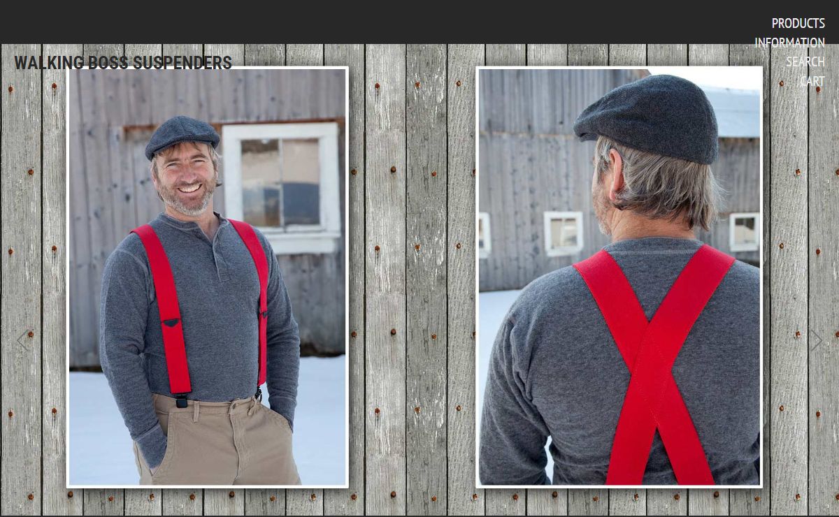 Walking Boss Suspenders- leather and clip suspenders made in Vermont