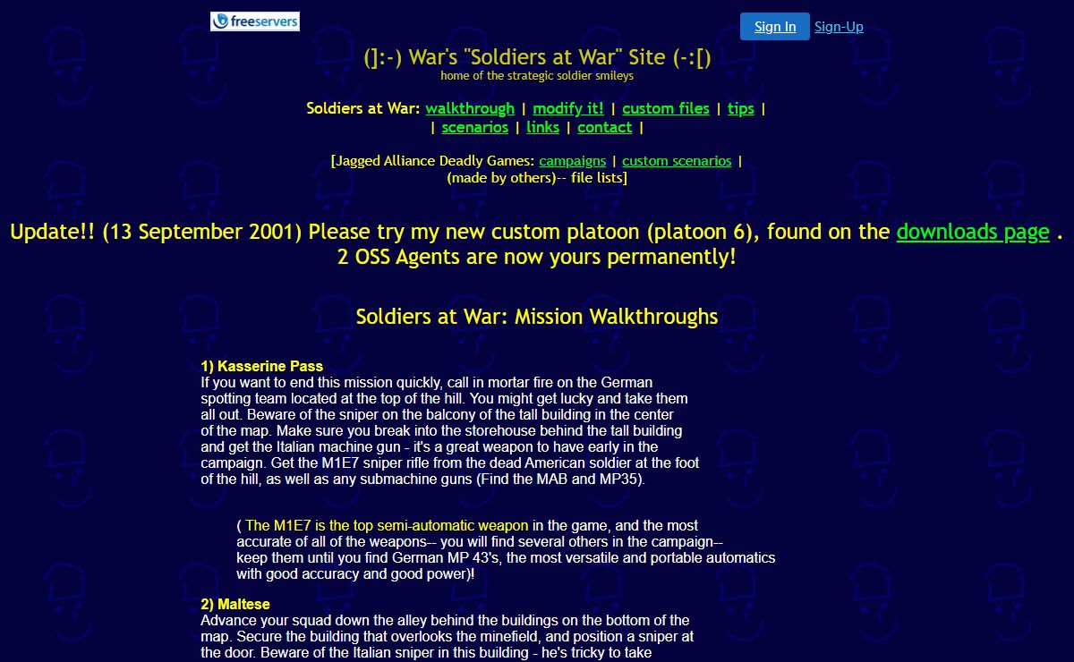 (]:-) War's Soldiers at War Site (-:[)