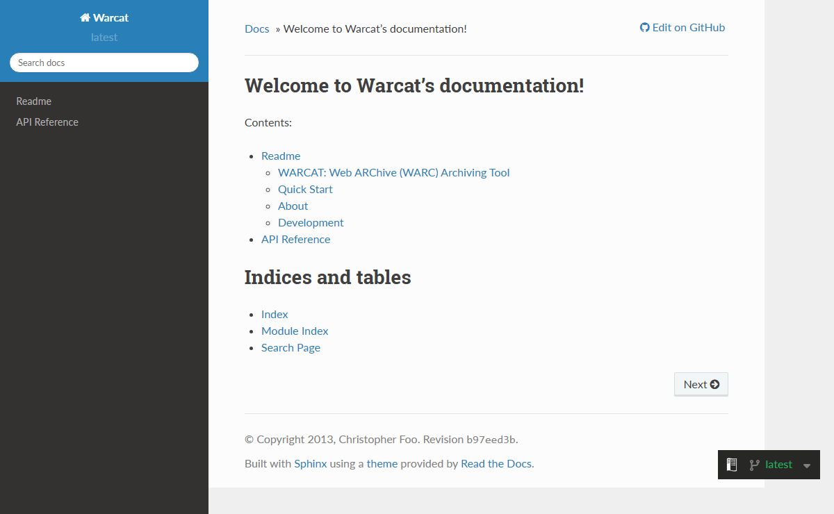 Welcome to Warcat’s documentation! — Warcat 2.2.4 documentation