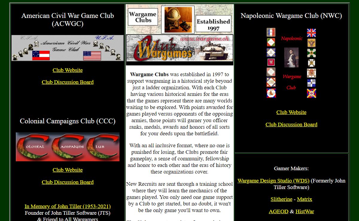 Wargame Clubs - The Oldest Wargaming Club Online