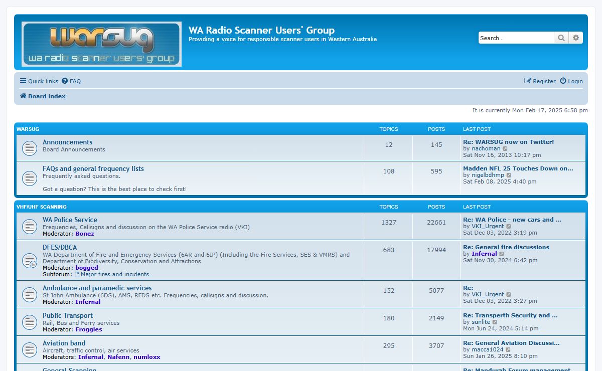 WA Radio Scanner Users' Group - Index page