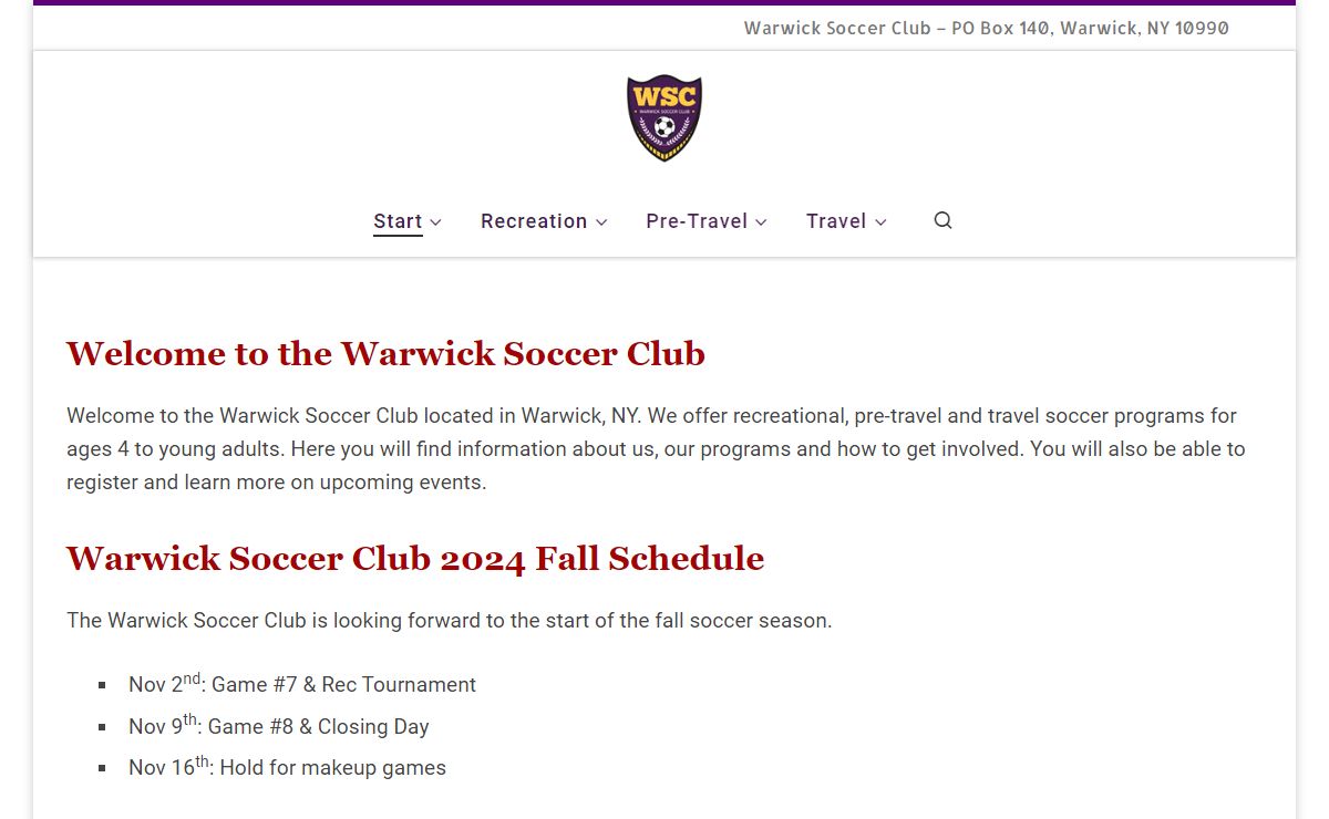 Warwick Soccer Club – Warwick Soccer Club – PO Box 140, Warwick, NY 10990