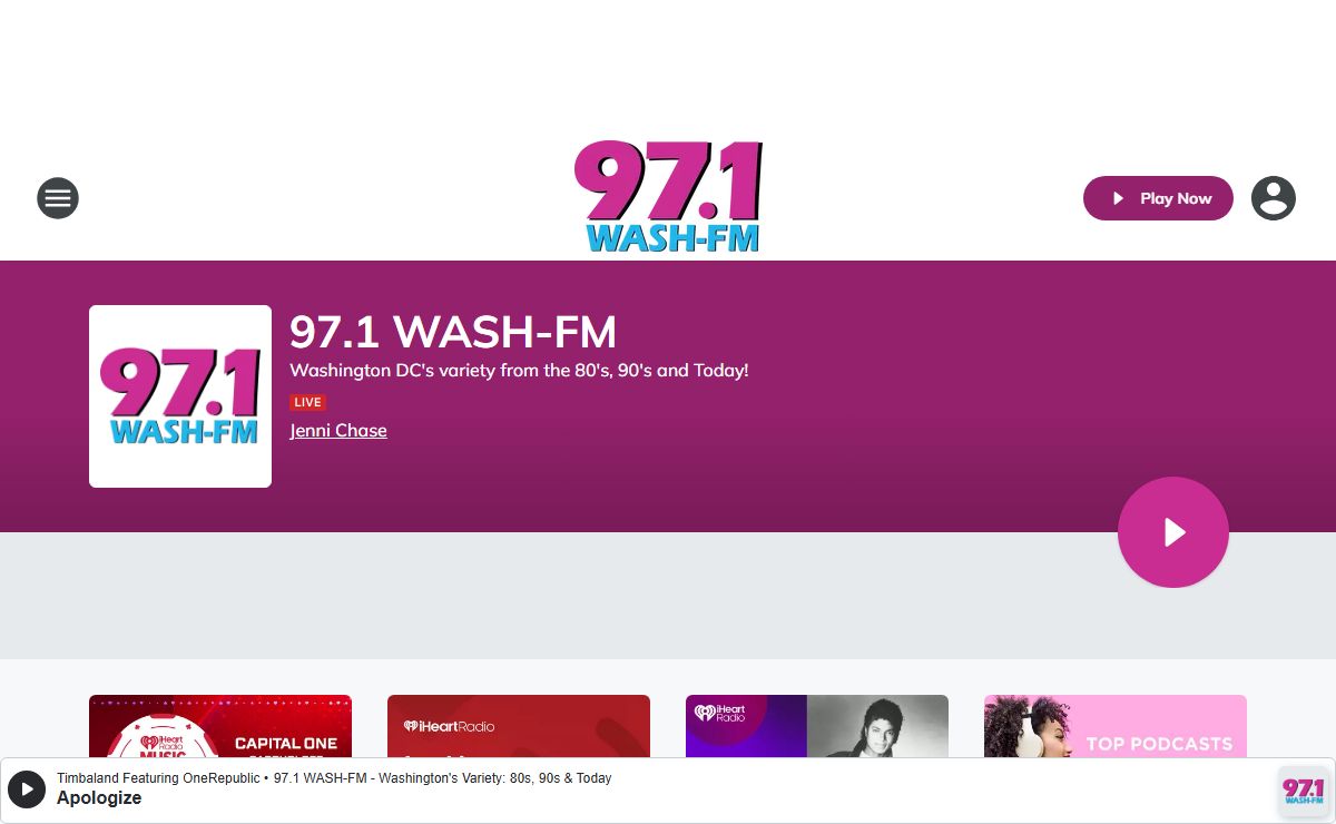 97.1 WASH-FM - Washington DC's variety from the 80's, 90's and Today!