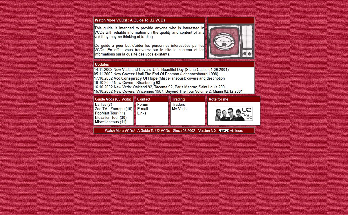 Watch More VCDs! : A Guide To U2 VCDs