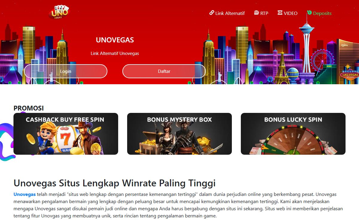 Unovegas | Situs Lengkap Winrate Paling Tinggi | Link Unovegas